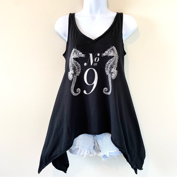 Revolve Wildfox Dreamer Seahorse No. 9 Tank Top Draped Flowy V-neck Black XS - Picture 3 of 11
